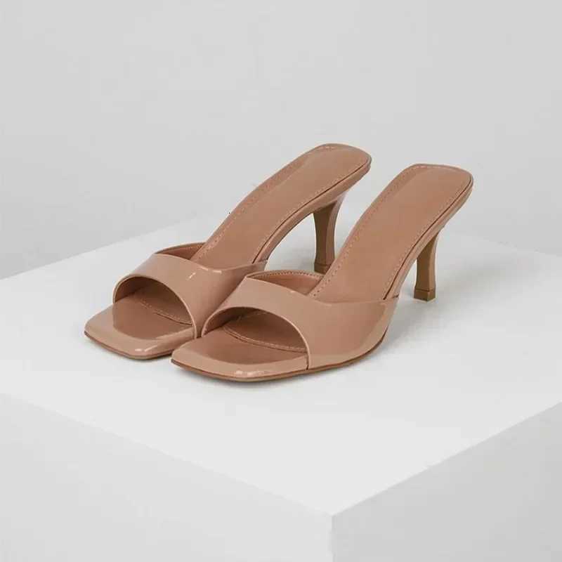 Summer Women High Heels Fashion Square Toe Design Slipper Sexy Stiletto High Heels for Women Open-toe High Heels Slides K260311