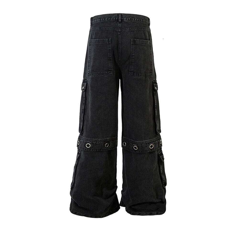 High Street Heavy Industry Multi-pockets Washed Cargo Pants Mens Straight Ropa Hombre Baggy Denim Trousers Oversized Overalls Z260225