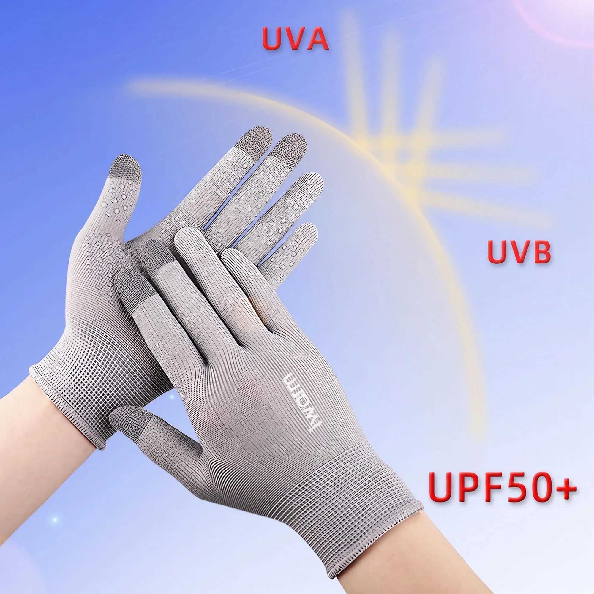 Summer Men Women UV Protection Driving Non Slip Touch Screen Thin Breathable Wear Resistant Cycling Gloves M260311