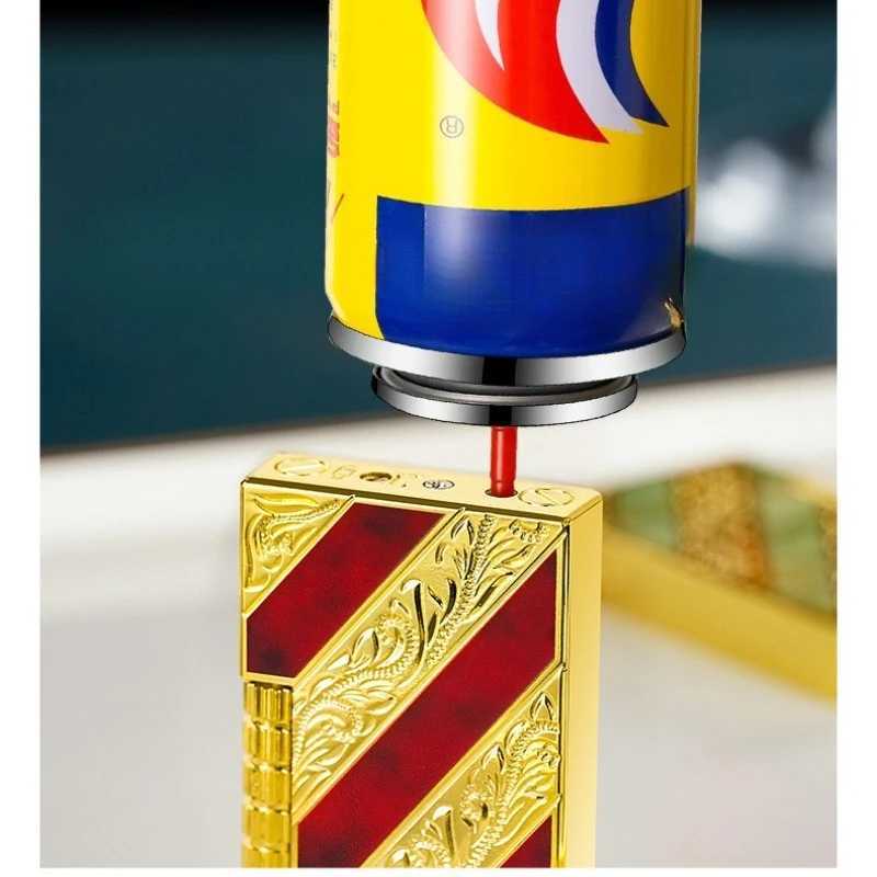 Luxury Boyfriend Gift Langsheng Lighter Crisp Steel Sound Side-Slip Metal Flip Top Flint Spark Wheel Refillable Butane N260311