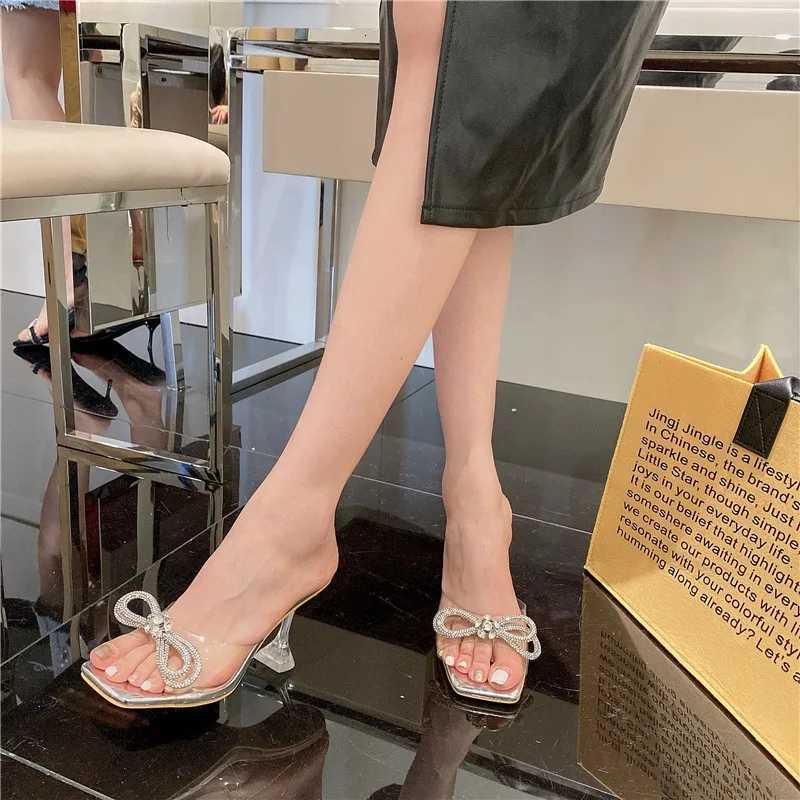 Summer New Style Fashion Sexy Comfortable Banquet Casual Rhinestone Elegant High Heels Bow Womens Zapatos Mujer K260311
