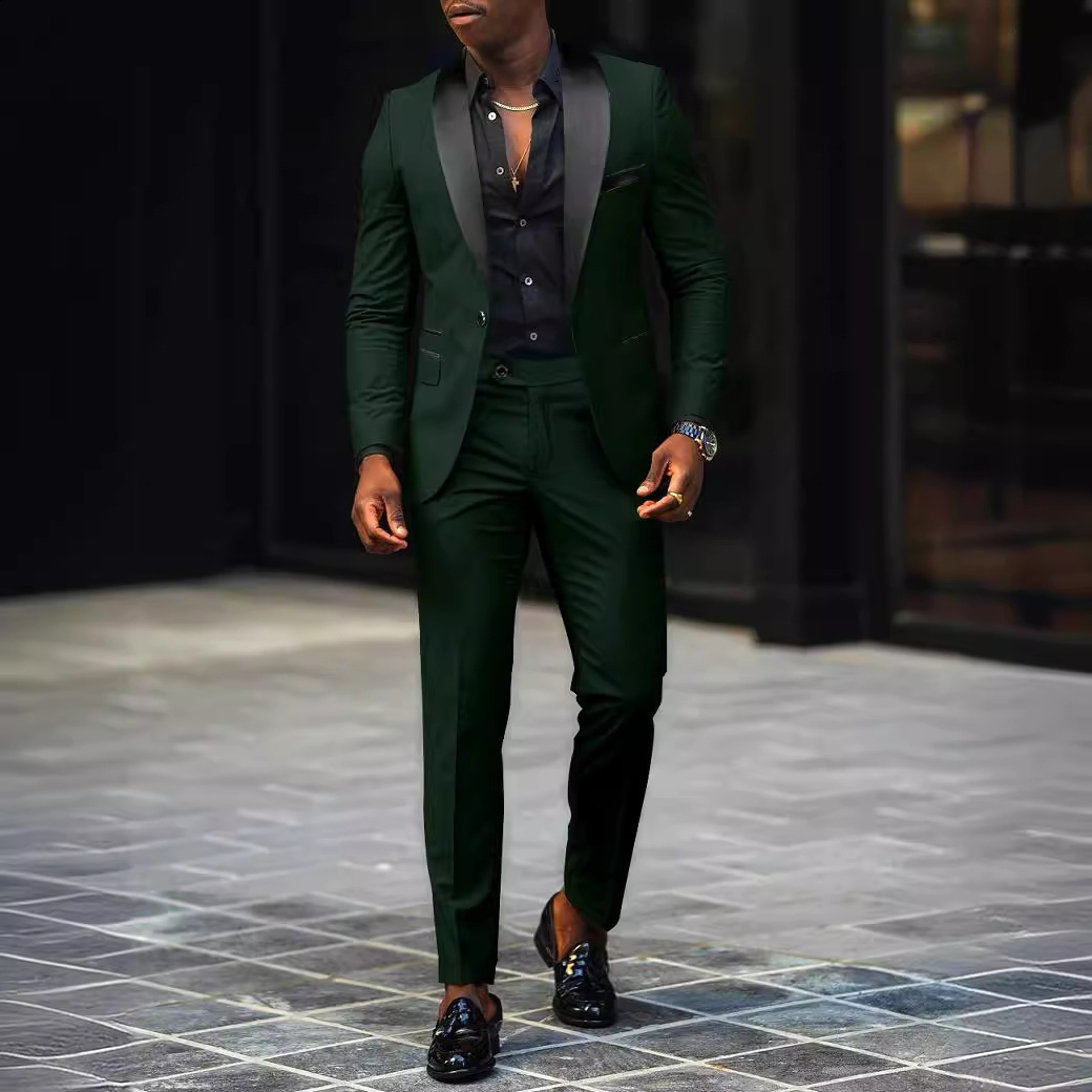 Men Suit Slim Fit Patchwork Blazer Pants 2Pcs Set Business Casual Prom Suit Suits for Men 240812