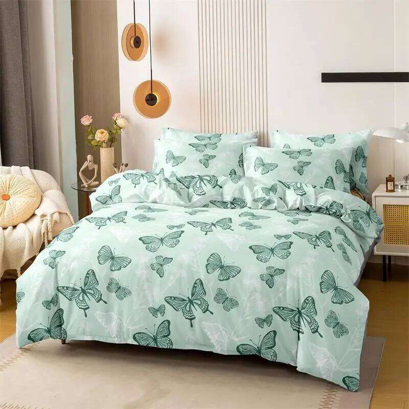 3pcs butterfly pattern Brushed Bedding King Size Pillowcase Set Skin Friendly Breathable Duvet Cover Pillowcases H260311 - view 3