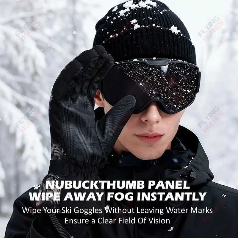 Men Winter Ski Gloves Women Thickened Fleece Windproof Cold Resistant Warm Non-Slip Outdoor Thermal Cycling Motorcycle Gloves M260311