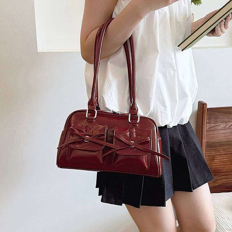 New Ballet Style Shoulder Spring Bow Underarm Bag Versatile Women's Bowling Simple Tote Bags for Women Daily Commute XJ260311