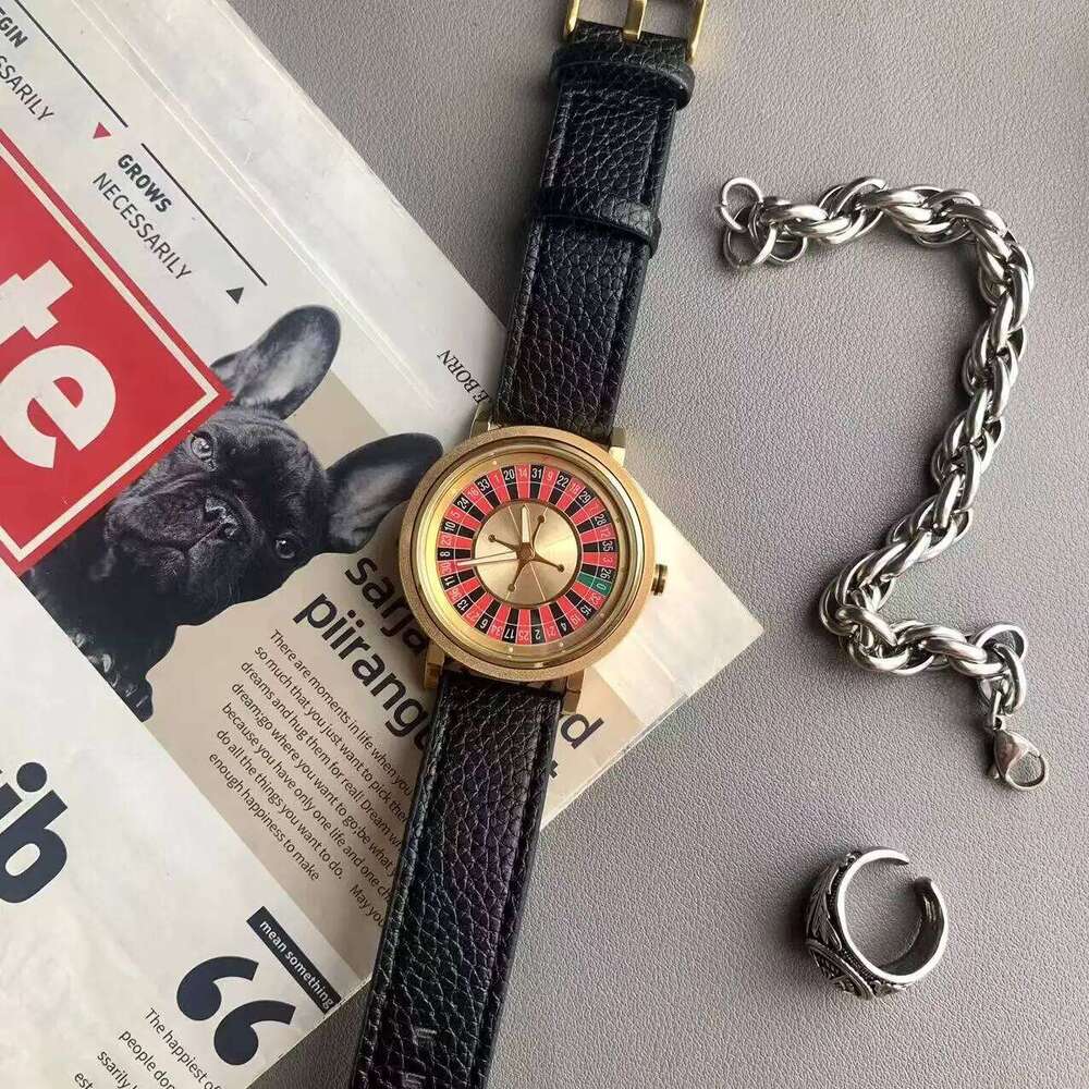 Luxury Quartz Watches Rotate the dial Unique and Innovative Design Concept Gold-Tone Sports Men's Watch