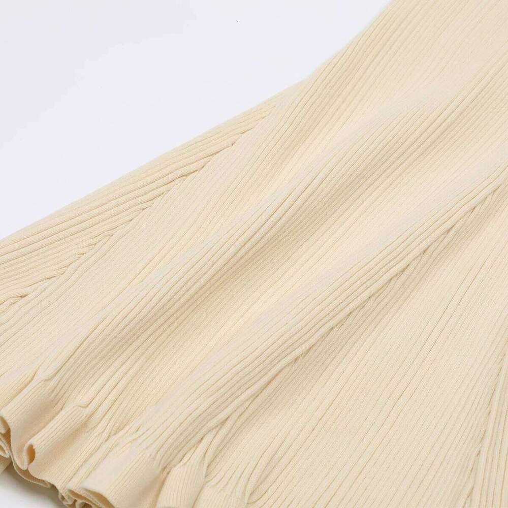 Three Color High-Quality New Fashionable Elastic Knitted V-Neck Slim Fit Handmade Nail Bead Luxurious Long Sleeved Women's Dress