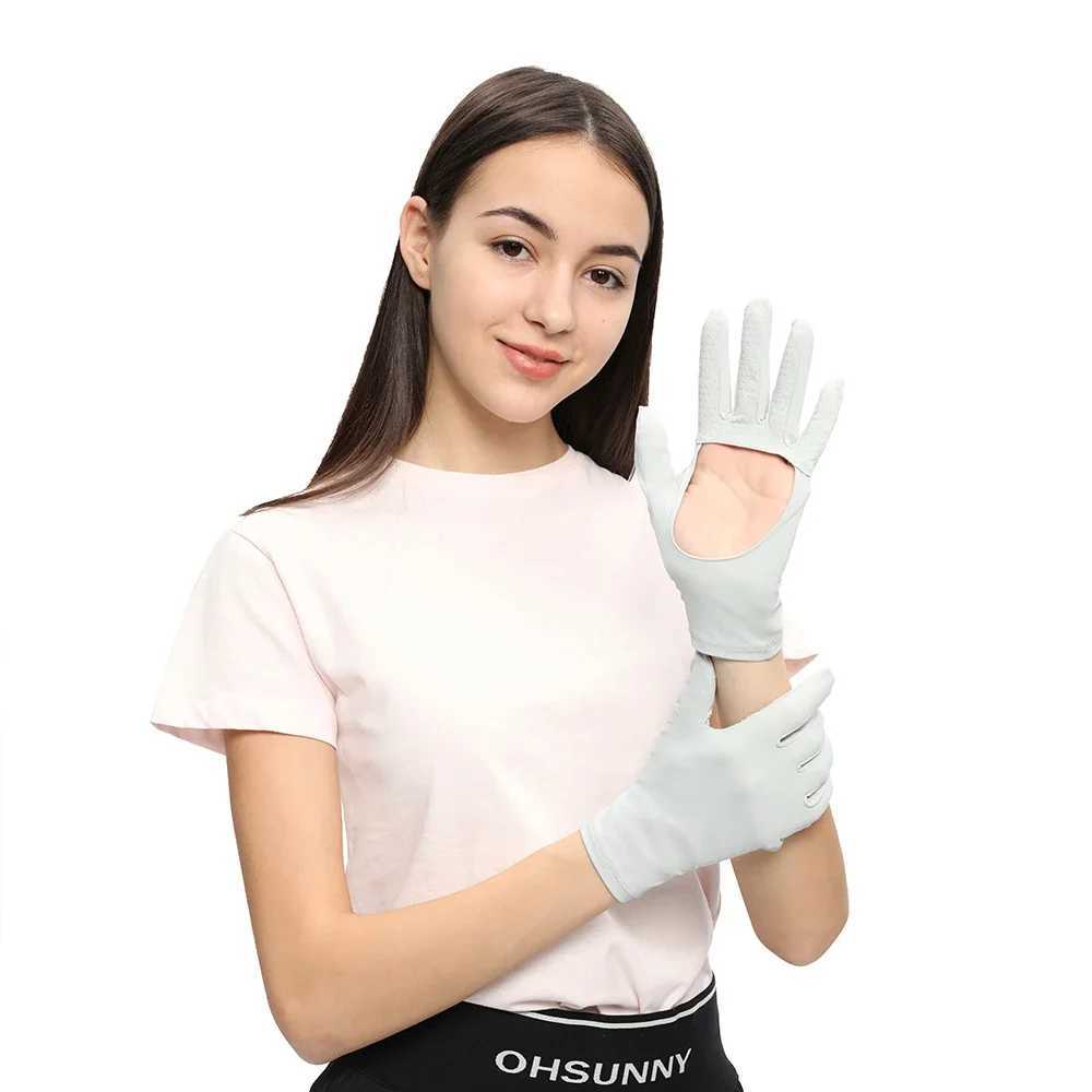 OhSunny Women Summer Breathable UV Gloves Anti-Slip Hollow Out Palm Thin Cooling Sun Protection UPF50 Glove for Outdoor Sport M260311