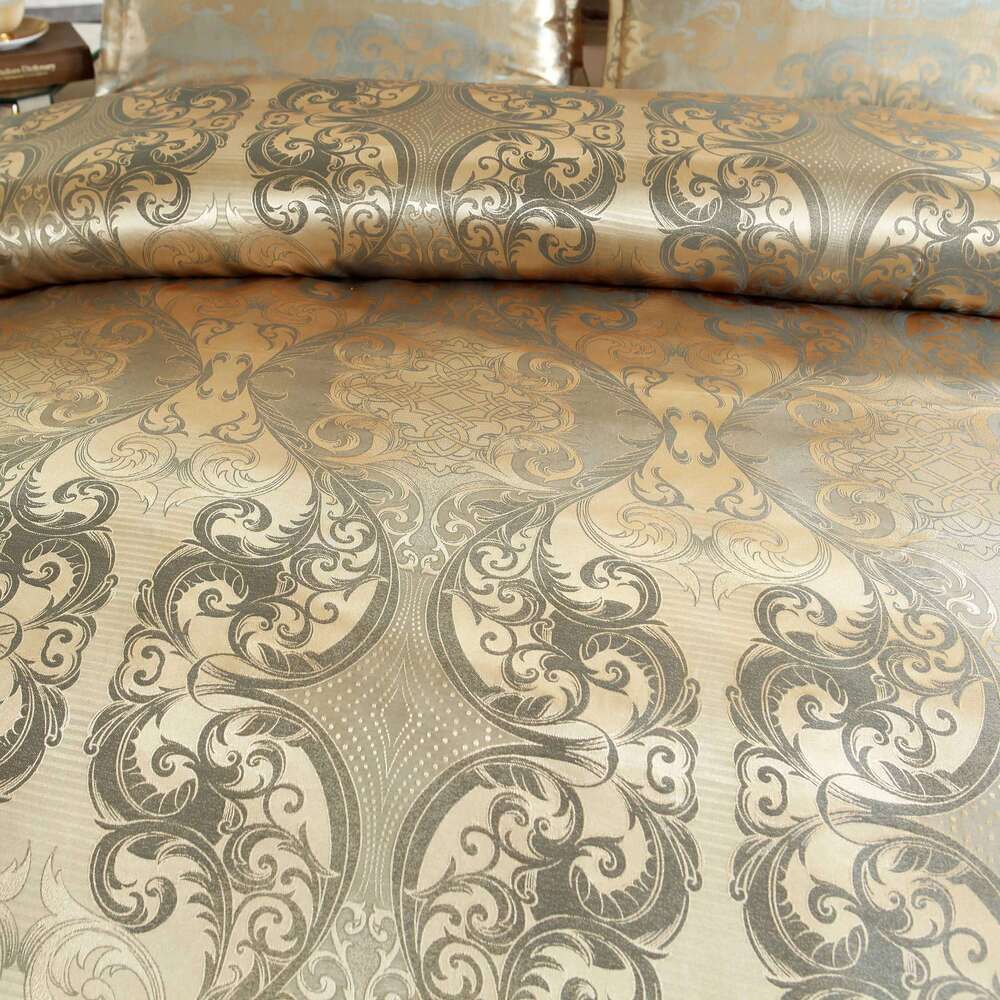 Size, Floral Jacquard Satin Duvet 3 Piece Silk Like Bedding Comforter Cover Set H260311