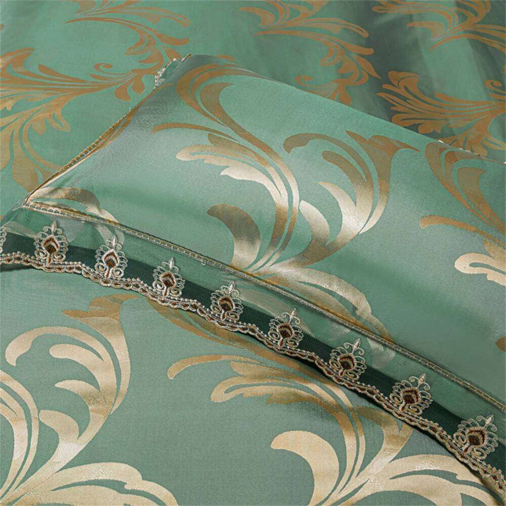 Jacquard Weave Sateen Lace Bedding Natural Comforter Satin Soft Four Pieces Set Home Duvet Cover Bed Sheet Pillowcase H260311 - view 7