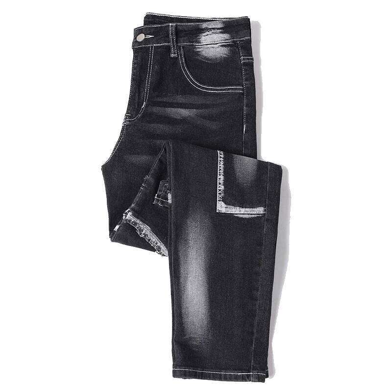 Men's Hole Slim Fit Straight Biker Jeans New Stretch Casual Hip Hop Street Pants Fashion Patchwork Trend Male Denim Trousers Z260225