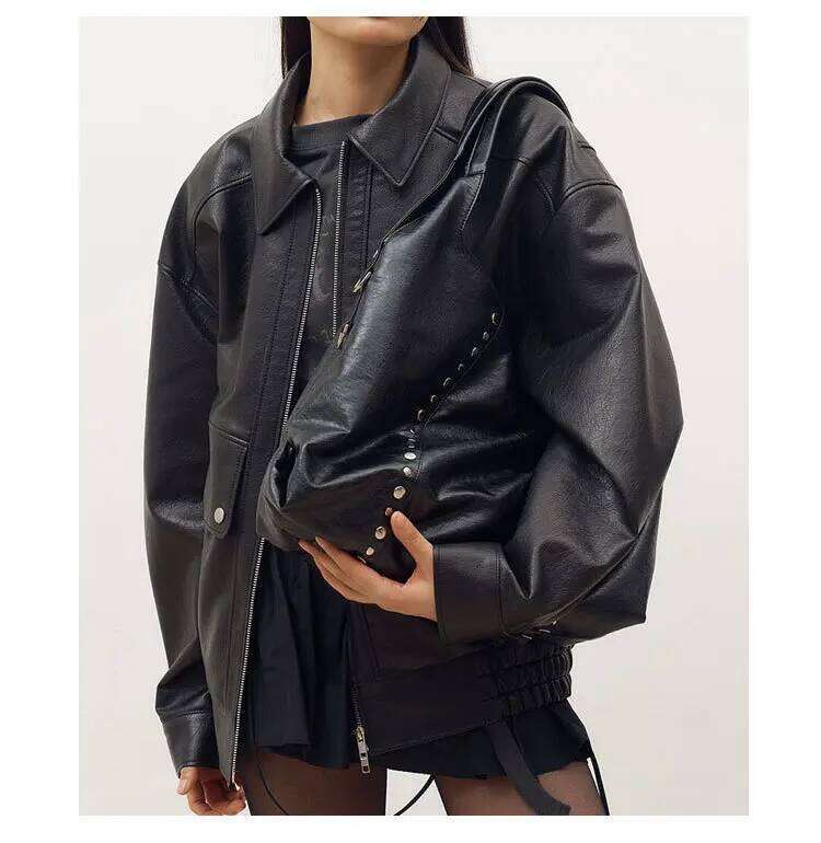 Rivet Women Large Capacity Versatile New Soft PU Single Shoulder Underarm Bag Casual Commuting Tote Black handbag XJ260311