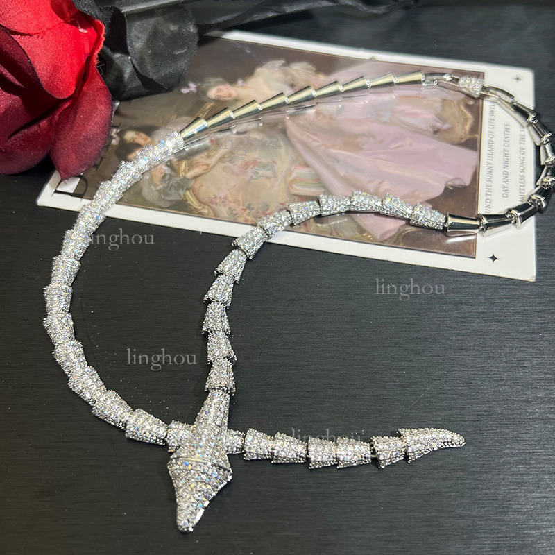 2026 Fashion Snake Full Diamond Designer Necklace Luxury Brand Women's Jewelry High End Ins Luxury Necklace Earrings Bracelet Accessories Set Who