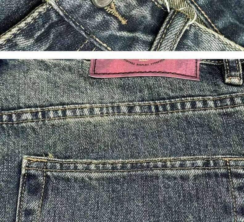 Fashion Brand Retro Washed Pure Cotton Jeans for Men Loose Small Right Angle Personalized Embroidery Versatile Casual Pants Z260225