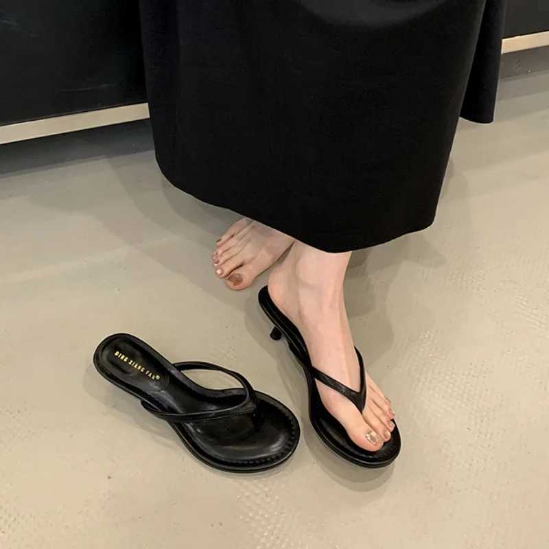 Bailamos 2025 Summer Thin High Heel Women Slipper Fashion Narrow Band Slip On Ladies Flip Flop Outdoor Dress Sandal Slides Shoe K260311