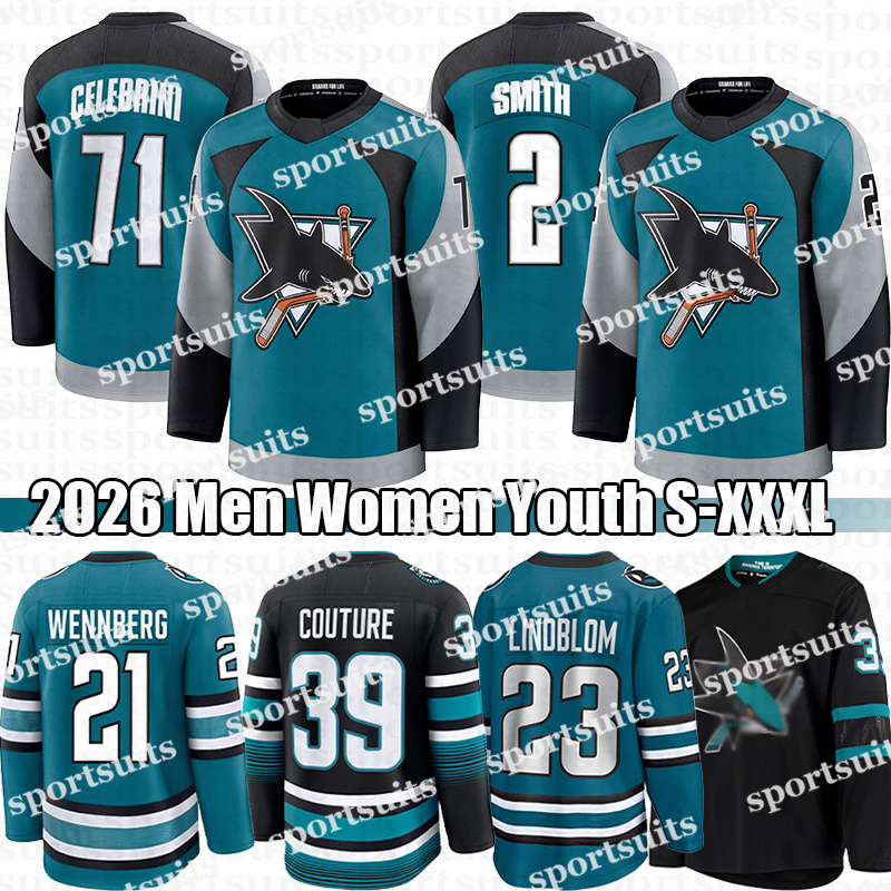 #71 Macklin Celebrini sj hockey jersey sharks jersey #2 Will Smith Michael Misa Ryan Reaves Sam Dickinson Jeff Skinner Mario Ferraro Toffoli William Eklund jersey men