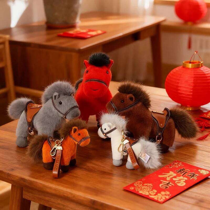 Pony Decorative Plush Cuddly Steed Figure with Saddle Lovely Horse Doll Stuffed Toy for Bedroom Living Room Home & Use Kitchen Shelf Ornament