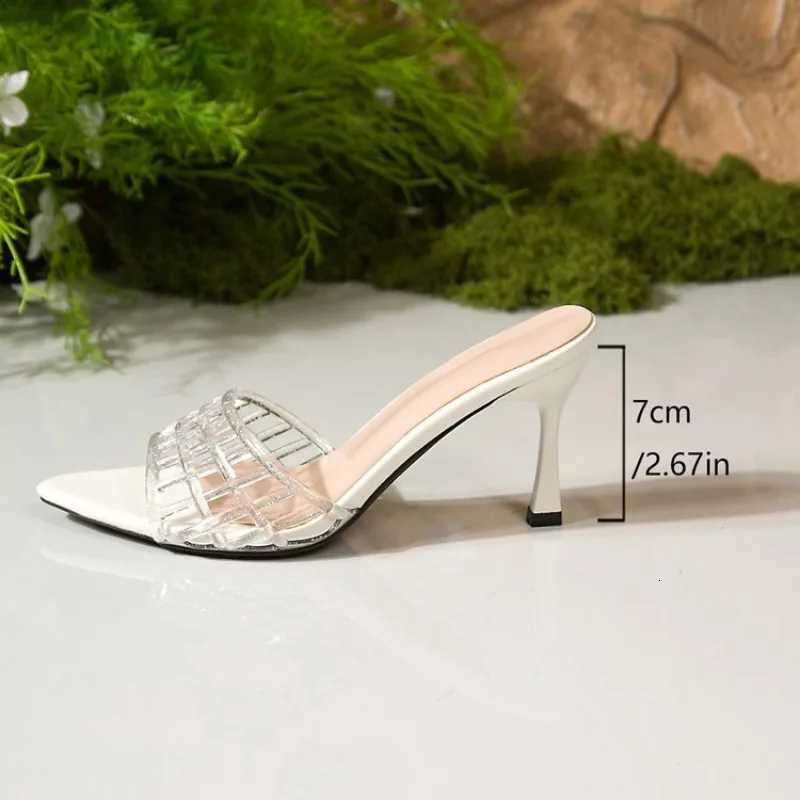 Transparent 7cm High-heeled for Women 2026 New Niche Design Fashionable Pointed Thin Heel Summer Sandals Women Shoes K260311