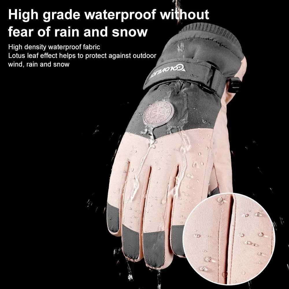 Winter Snowboard Ski Gloves PU Leather Non-slip Touch Screen Waterproof Motorcycle Cycling Fleece Warm Riding Gloves M260311