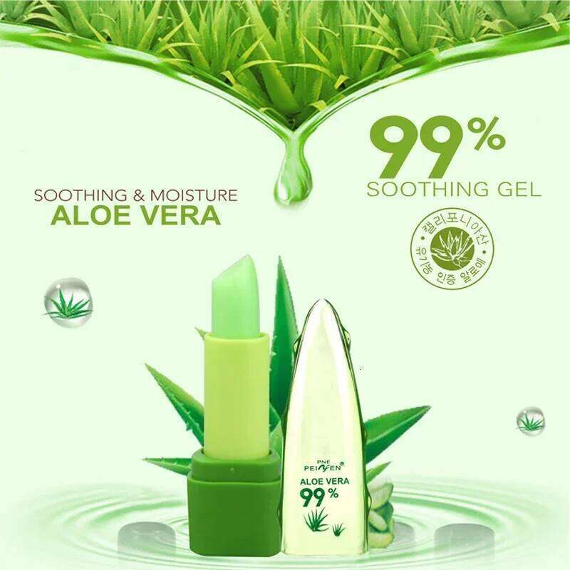 99% ALOE VERA Moistourizing Lips Batom Jelly Long Lasting Temperature Change Color Lipstick Makeup W260311