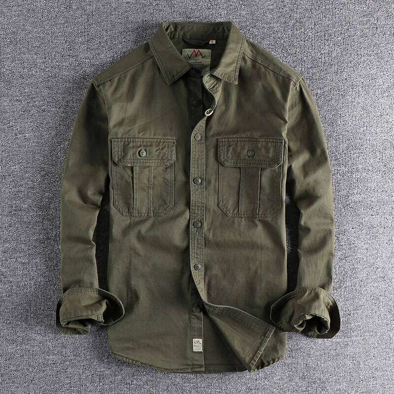 Fashion Wash n-style uniform long-sleeved shirt men's double pockets casual youth jacket thin coat 26Y0311