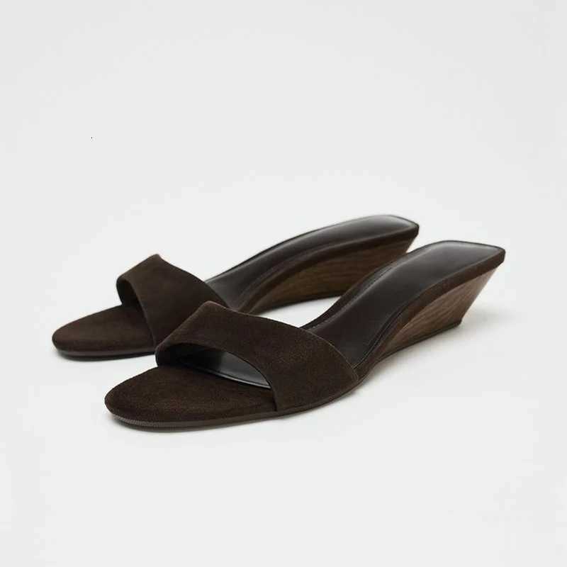 Designer Summer Womens Fashion Open Toe Elegant Wedges Heel Slides Ladies Evening Party Shoes K260311
