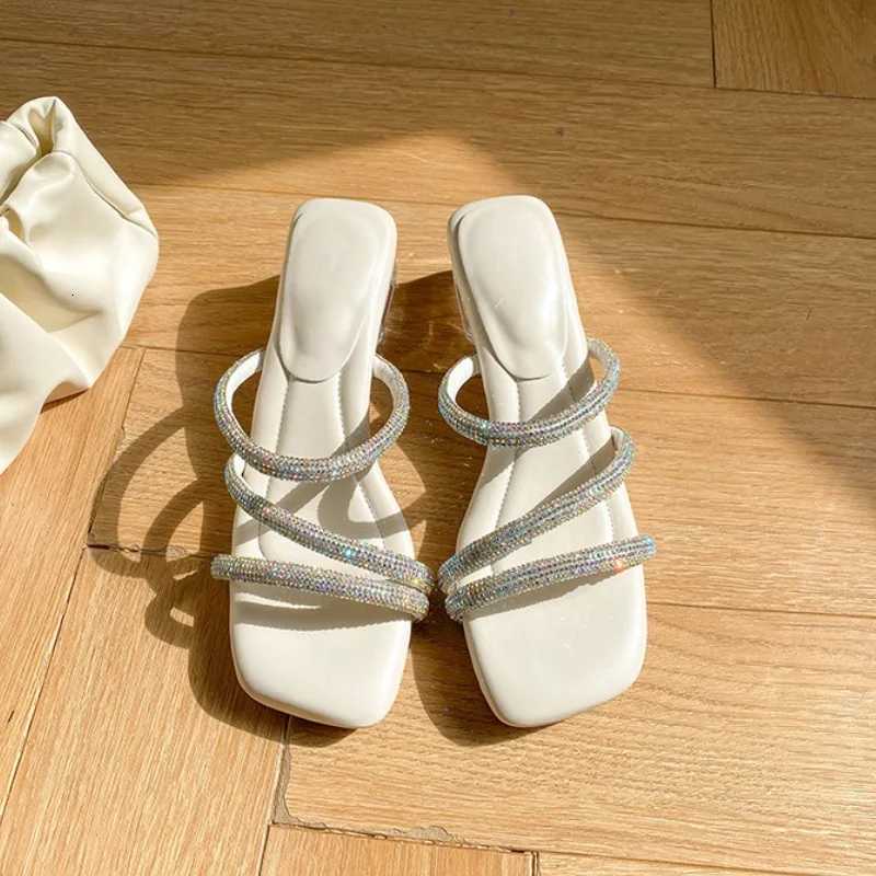Open Toe Lace-up Sandals Women 2025 Summer New Flat Soft Soled Student Evening Square Head Roman ShoesSlippers K260311