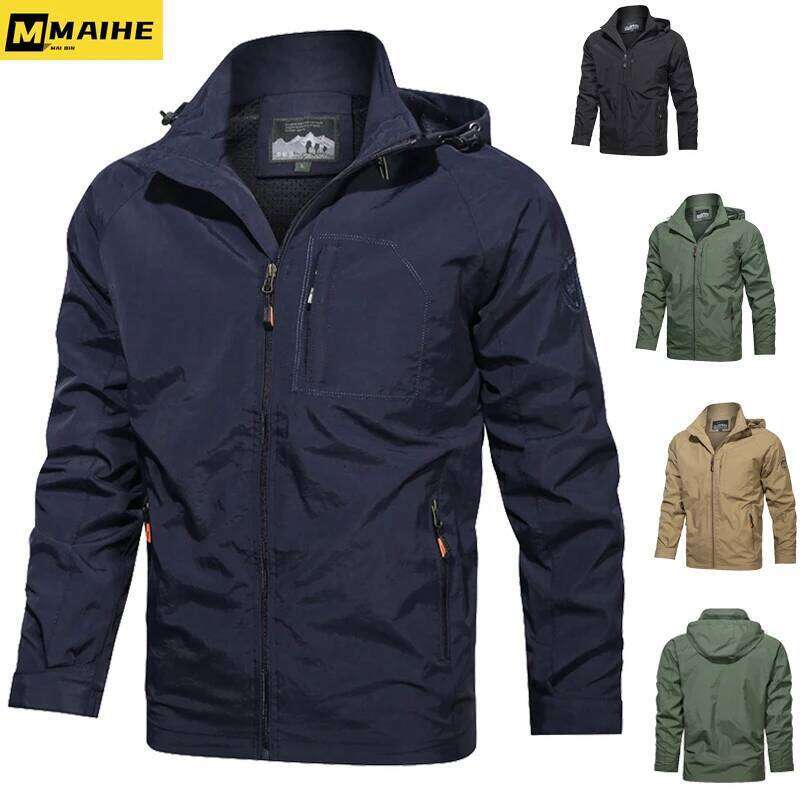 Camping Hiking Men Spring Autumn Outdoor Sports Breathable Coats Climbing Trekking Windbreaker Travel Waterproof Jacket 26H0311