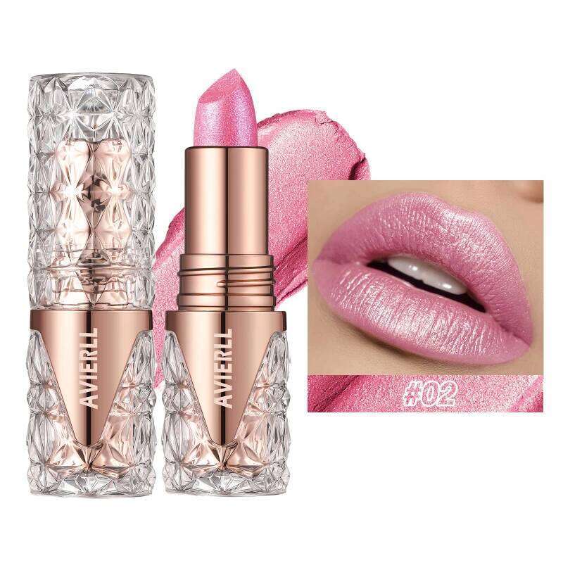 Diamond Lipstick - Glossy Velvet Texture,Waterproof &Anti-Fouling,Long-Lasting Sparkle Shine Glitter Lipgloss Pearlescent Makeup W260311