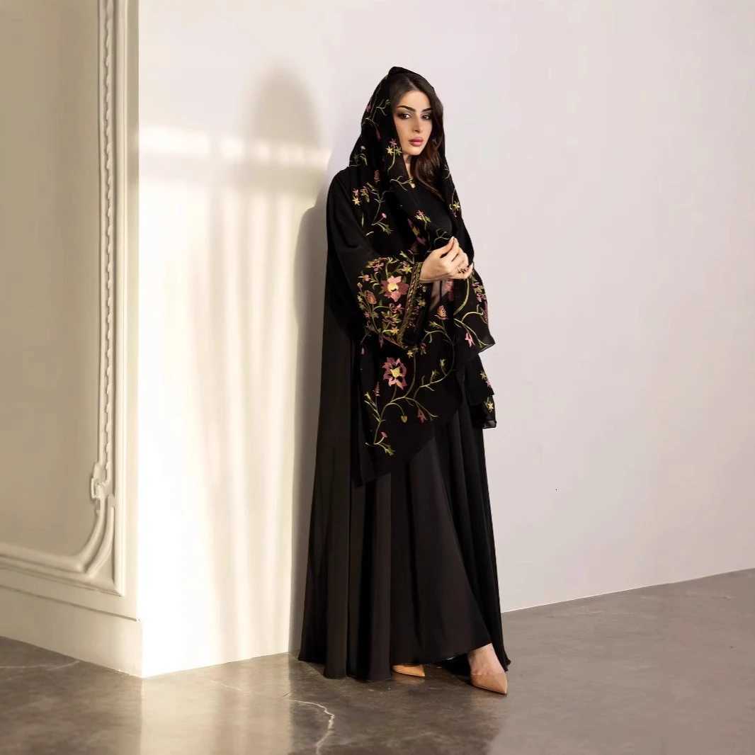 Eid Dress Suit Women Muslim Party Abaya Dresses 2 Piece Sets Headscarf Long Robe Embroidery Jalabiya Kaftan Vestidos Morocco X260311