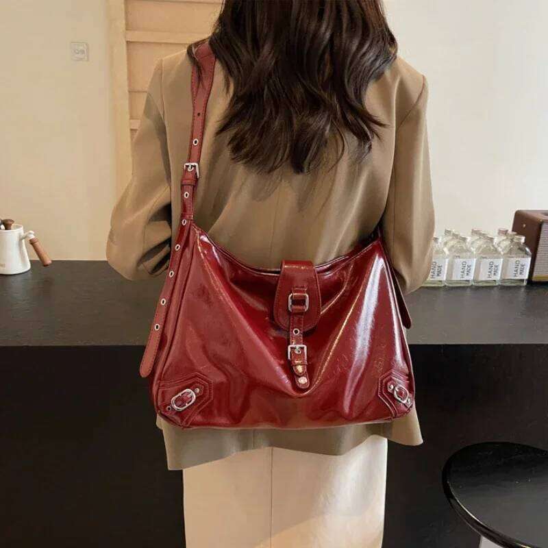 Fashion Design Women's Shoulder Crossbody Bag Large Capacity Pu Leather Ladies Tote Bags Vintage Luxury Female Rivets Handbags XJ260311