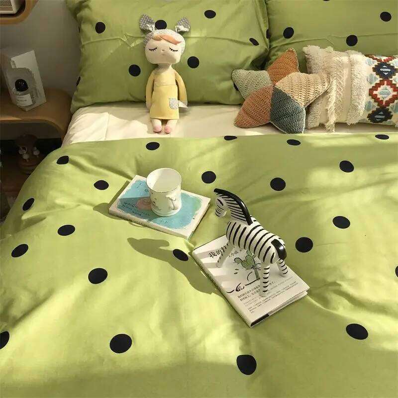 Orange Bedding Set Girls Boys Bed Linen Sheet Plaid Duvet Cover No Filling 240x220 Single Double Queen King Bedclothes H260311