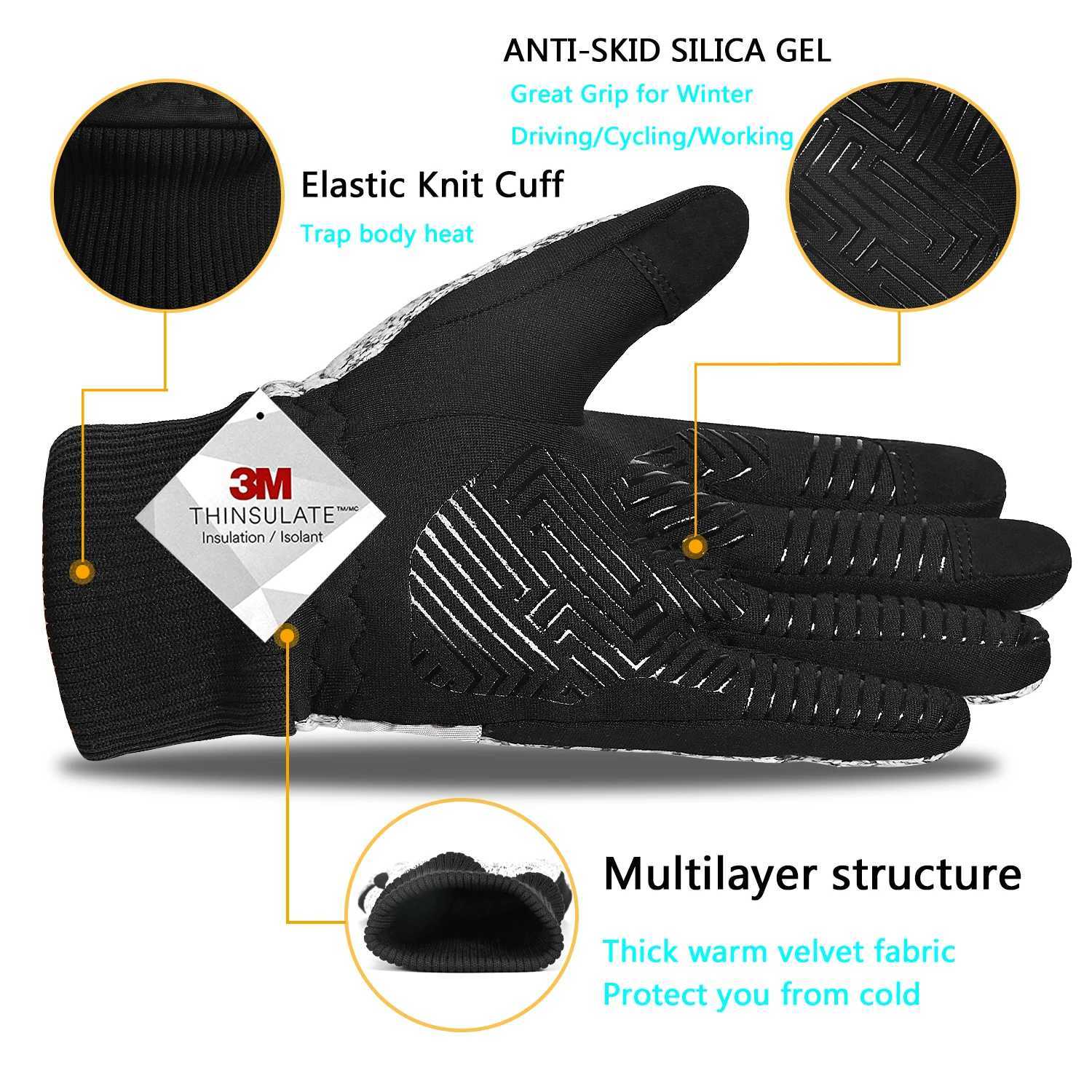 MOREOK Winter -20F 3M Warm Gloves Cycling Outdoor Sports Running Motorcycle Ski Touch Screen Non-slip Wear-re Gloves M260311
