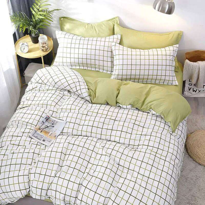Fashion Soft Large Stripe Bedding Set Nordic Brushed Sheet Duvet Cover Pillowcases Comfortable Bed Linens for All Seasons H260311