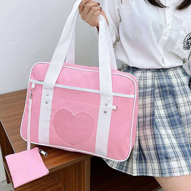 Japanese Lolita Heart JK School Uniform Bags Fashion Oxford Women Student PU Handbag Cosplay Anime Shoulder Bag XJ260311