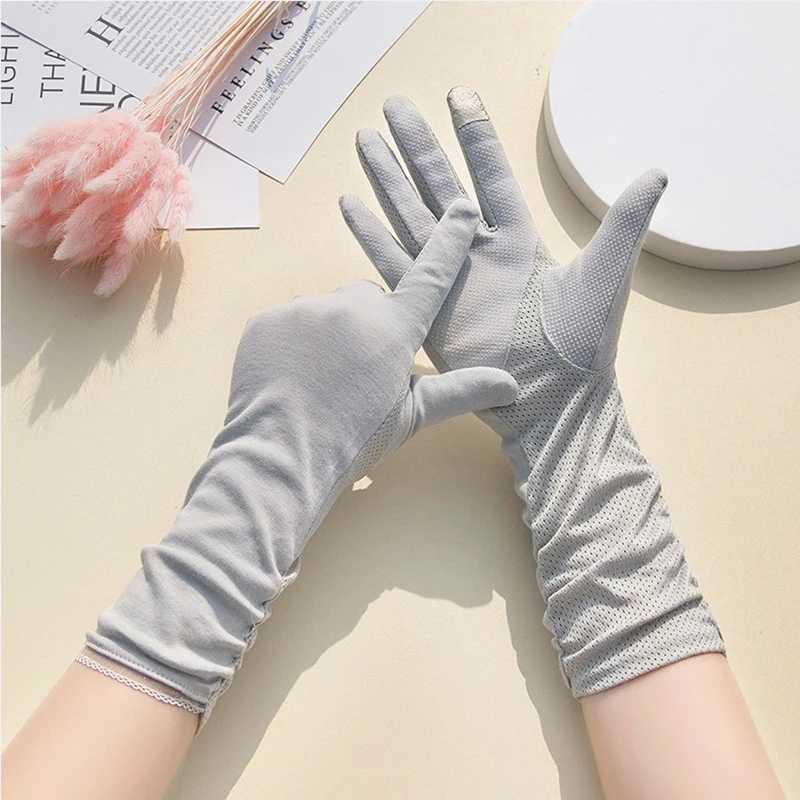 Womens Thin Cotton Extended Anti Slip Elastic Cycling Sun Shading Breathable Touch Screen Summer Driving Sun Protection Gloves M260311