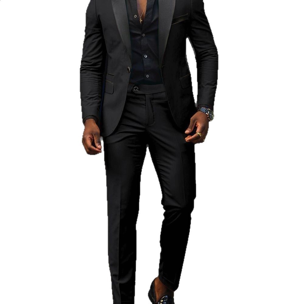 Men Suit Slim Fit Patchwork Blazer Pants 2Pcs Set Business Casual Prom Suit Suits for Men 240812