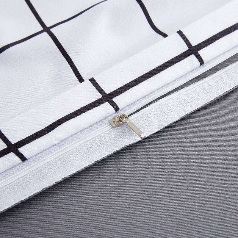 Bonenjoy Queen Bedding Set White Color Black Plaid Microfiber Reactive Printed King Size Bed Linen Sets For Bedroom Kit H260311 - view 7