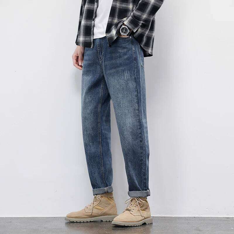 Autumn Winter American Vintage Men's Jeans Cotton Thick Casual Classic Fashion Black Blue Loose Straight Denim Trousers Male Z260225