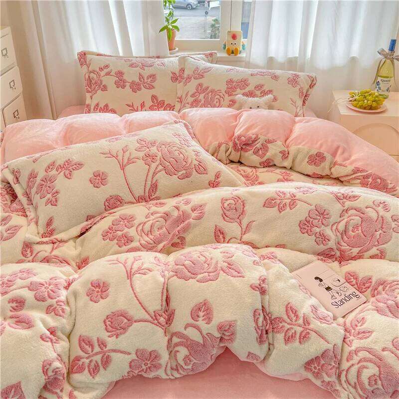 1pc Super Warm Duvet Cover for Winter Flower Printed Single/Queen/King Flannel Fleece housse de couette 220x240 no pillowcase H260311
