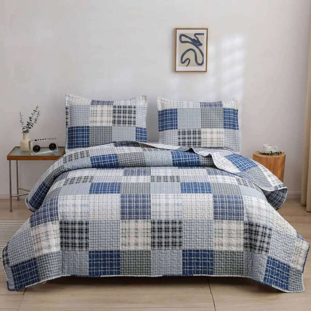 Plaid Duvet Cover Set, Striped Pattern Decorative 3 Piece Bedding Set with 2 Pillow Shams, Queen King Full Size, Home Decor H260311