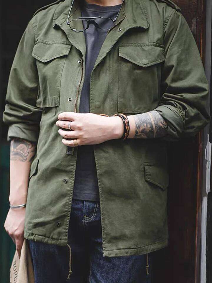 M65 Field Men's Military Retro Multi Pocket Collar Zipper Jacket, 100% Cotton 26H0311