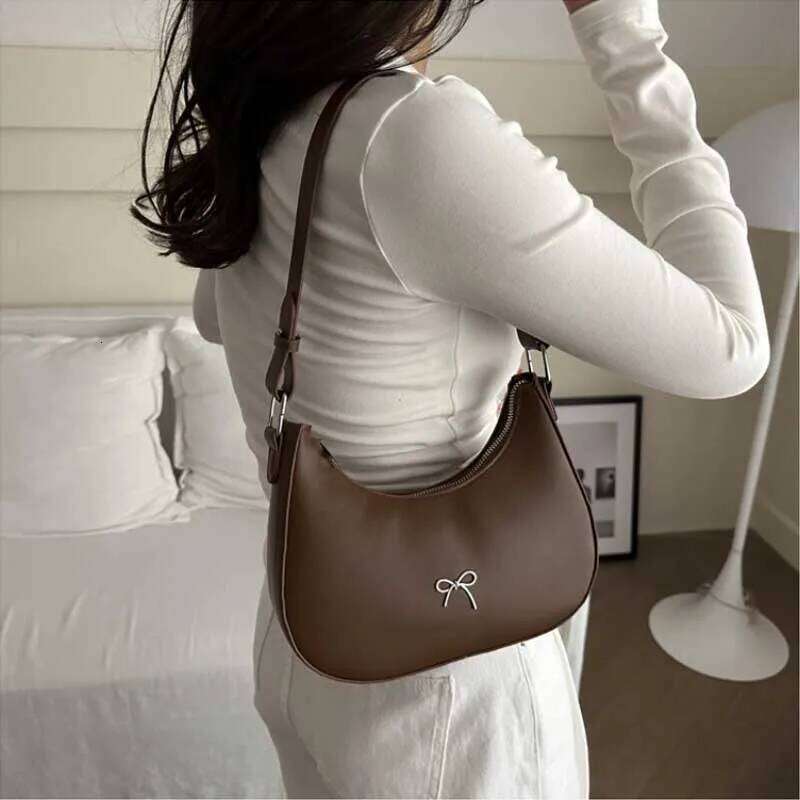 Bowknot Armpit Korean Underarm Luxury PU Leather Y2K Handbag Girls Shoulder Bag Clutch Purse Bolsa Feminina 2026 XJ260311