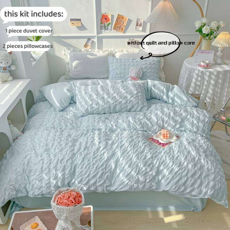 3pcs Duvet Set 1*Duvet Cover + 2*Pillowcase, Without Core, Bubble grid Print Bedding Set, Soft Comfortable H260311