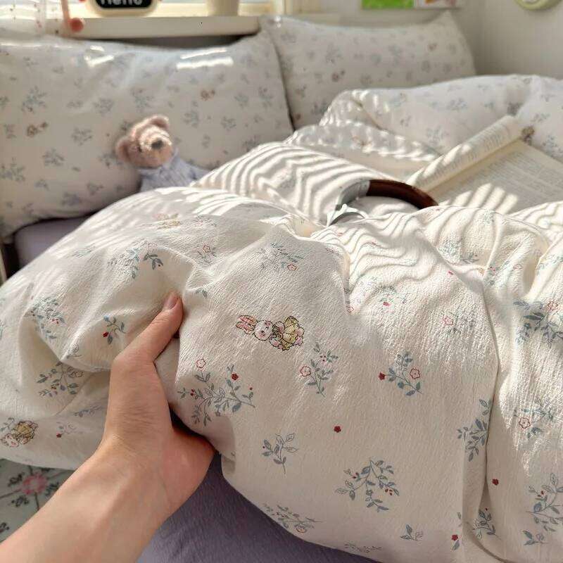 2025 new class A super soft double yarn four-piece printing fashion kapok small floral student dormitory bed three-piece set H260311