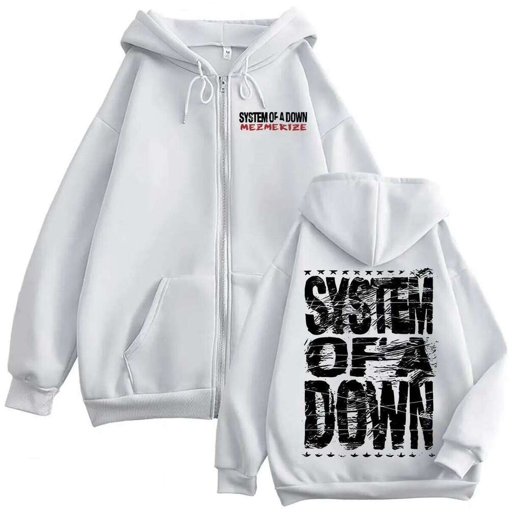 System of A Down Mezmerize Merch Zipper Hoodie Alternative Metal Music Zip Up Sweatshirts Rock Hip Hop Vintage Pullovers Unisex C260311