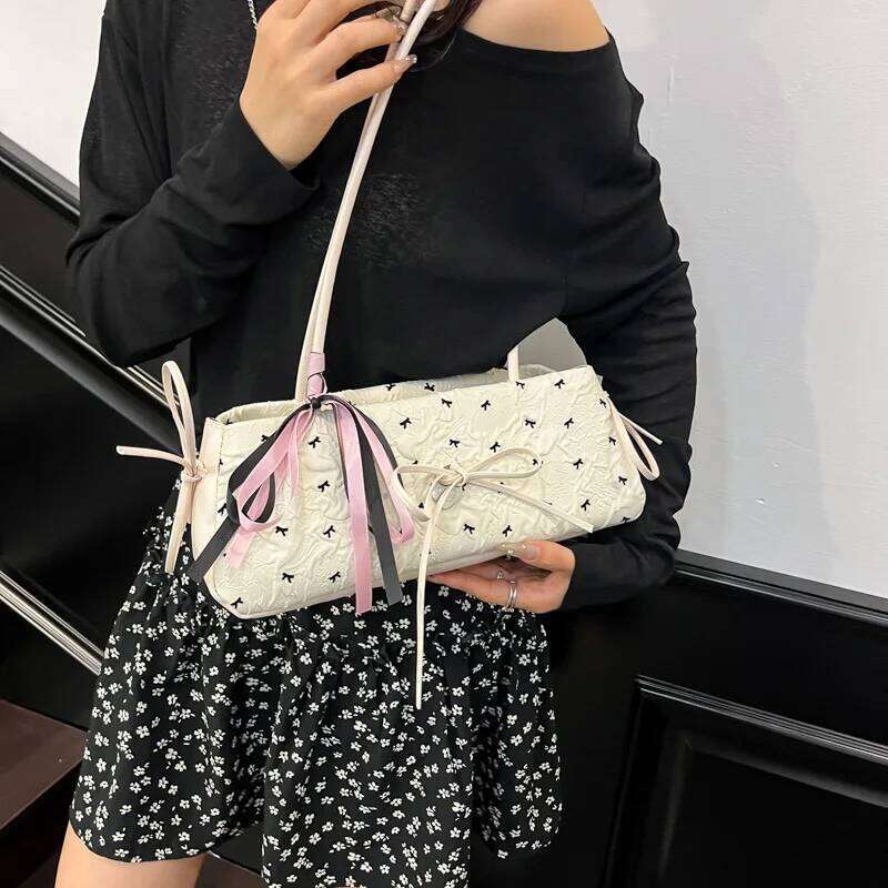Sweet Bowknot Women's Clutch Purse Handbags Cute Polka Dot Ladies Underarm Bag Contrasting Color Casual Female Shoulder Bags XJ260311