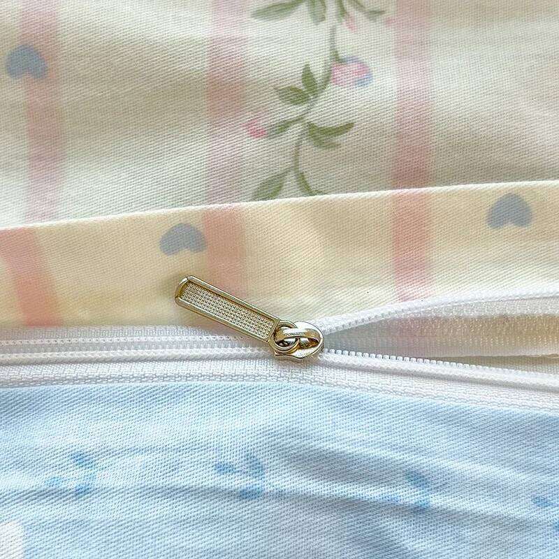 Elegant Floral Cotton Duvet Cover Set Watercolor Flowers Striped Pattern Comforter Covers 3 Pieces Soft Breathable Bedding Sets H260311