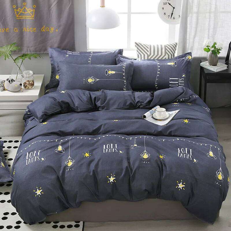 Korean Home Textile Bedding Frosted Simple Four Piece Set Wholesale Aloe Cotton Bed Sheet Cover 1.2m H260311 - view 7