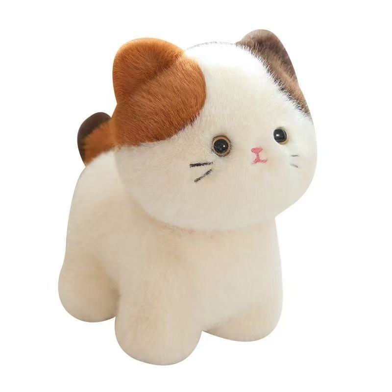 Internet celebrity cartoon three flower cat doll doll bib hat kitten plush toy doll birthday gift wholesale